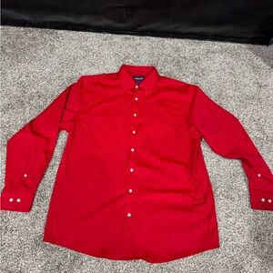 Stafford Red Dress Shirt with Long Sleeves and Standard Collar